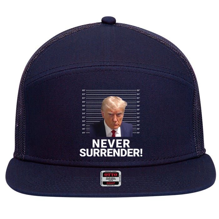 Trump Never Surrender Mugshot Georgia Booking Trump Mugshot Trump Arrested 7 Panel Mesh Trucker Snapback Hat