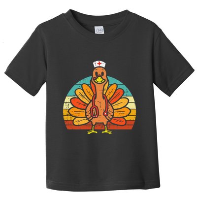 Turkey Nurse Stethoscope Thanksgiving Fall Scrub Top Toddler T-Shirt