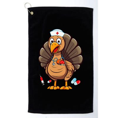 Turkey Nurse Stethoscope Thanksgiving Fall Scrub Top Platinum Collection Golf Towel