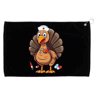 Turkey Nurse Stethoscope Thanksgiving Fall Scrub Top Grommeted Golf Towel