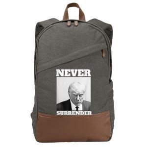 Trump Never Surrender Donald Trump Mugshot 2024 Cotton Canvas Backpack