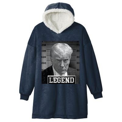 Trump Never Surrender Donald Trump Mugshot 2024 Hooded Wearable Blanket