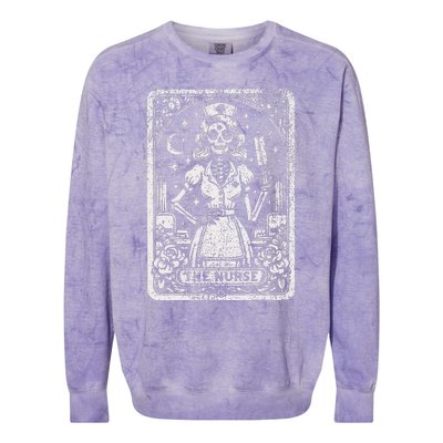 The Nurse Skeleton Tarot Card Funny Nursing Nurse Rn Lpn Np Colorblast Crewneck Sweatshirt