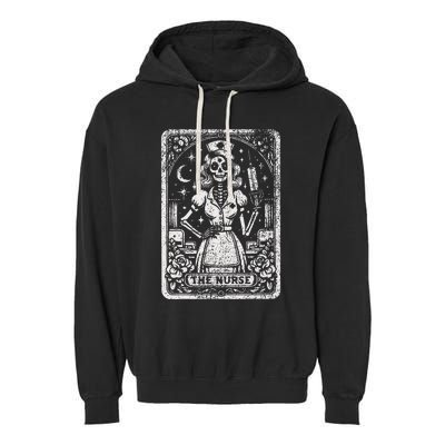 The Nurse Skeleton Tarot Card Funny Nursing Nurse Rn Lpn Np Garment-Dyed Fleece Hoodie