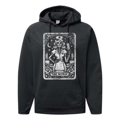 The Nurse Skeleton Tarot Card Funny Nursing Nurse Rn Lpn Np Performance Fleece Hoodie