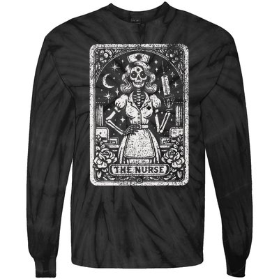 The Nurse Skeleton Tarot Card Funny Nursing Nurse Rn Lpn Np Tie-Dye Long Sleeve Shirt