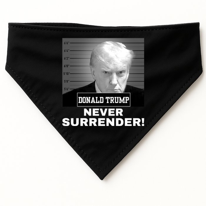 Trump Never Surrender 2024 Mugshot USA-Made Doggie Bandana