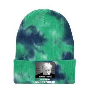 Trump Never Surrender 2024 Mugshot Tie Dye 12in Knit Beanie