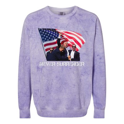 Trump Never Surrender Bold 2024 Design Colorblast Crewneck Sweatshirt