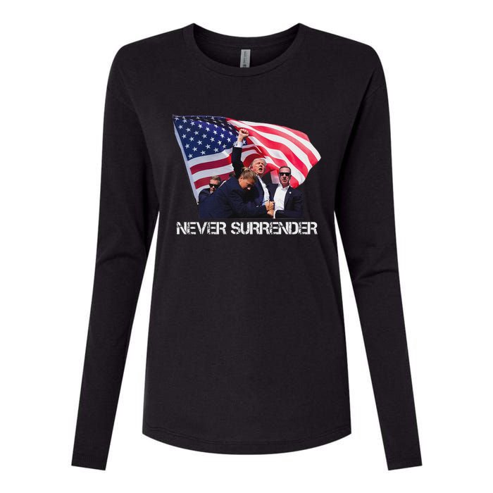 Trump Never Surrender Bold 2024 Design Womens Cotton Relaxed Long Sleeve T-Shirt