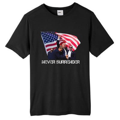 Trump Never Surrender Bold 2024 Design Tall Fusion ChromaSoft Performance T-Shirt