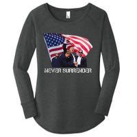 Trump Never Surrender Bold 2024 Design Women's Perfect Tri Tunic Long Sleeve Shirt