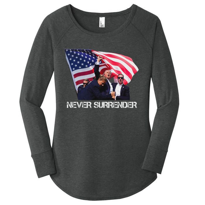 Trump Never Surrender Bold 2024 Design Women's Perfect Tri Tunic Long Sleeve Shirt