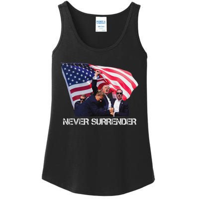 Trump Never Surrender Bold 2024 Design Ladies Essential Tank