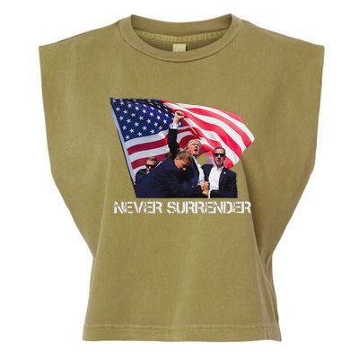 Trump Never Surrender Bold 2024 Design Garment-Dyed Women's Muscle Tee