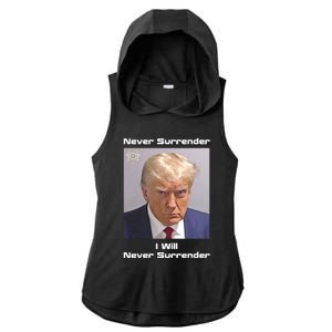 Trump Never Surrender Ladies PosiCharge Tri-Blend Wicking Draft Hoodie Tank