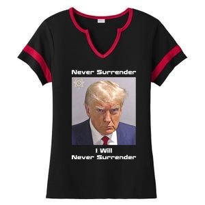 Trump Never Surrender Ladies Halftime Notch Neck Tee