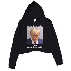 Trump Never Surrender Crop Fleece Hoodie