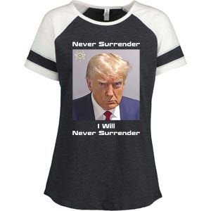 Trump Never Surrender Enza Ladies Jersey Colorblock Tee