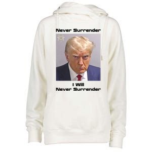 Trump Never Surrender Womens Funnel Neck Pullover Hood