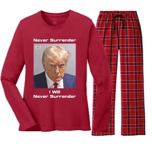 Trump Never Surrender Women's Long Sleeve Flannel Pajama Set 