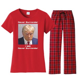 Trump Never Surrender Women's Flannel Pajama Set