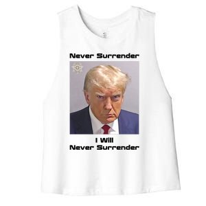 Trump Never Surrender Women's Racerback Cropped Tank