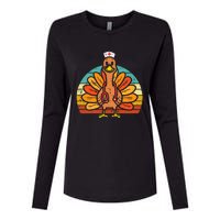 Turkey Nurse Stethoscope Thanksgiving Fall Scrub Top Womens Cotton Relaxed Long Sleeve T-Shirt