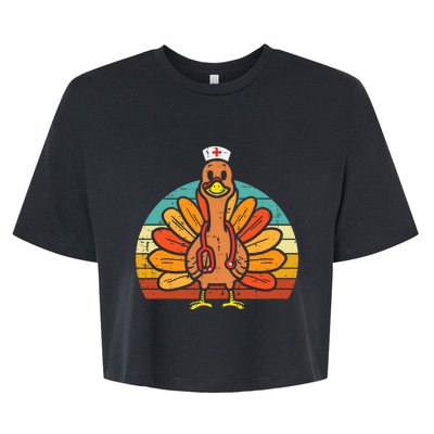 Turkey Nurse Stethoscope Thanksgiving Fall Scrub Top Bella+Canvas Jersey Crop Tee