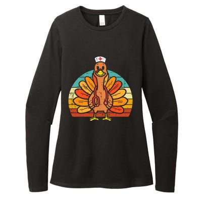 Turkey Nurse Stethoscope Thanksgiving Fall Scrub Top Womens CVC Long Sleeve Shirt