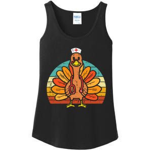 Turkey Nurse Stethoscope Thanksgiving Fall Scrub Top Ladies Essential Tank