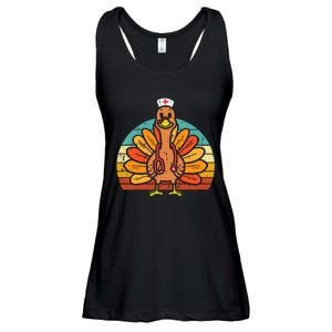 Turkey Nurse Stethoscope Thanksgiving Fall Scrub Top Ladies Essential Flowy Tank