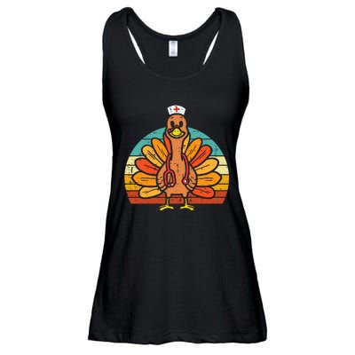 Turkey Nurse Stethoscope Thanksgiving Fall Scrub Top Ladies Essential Flowy Tank