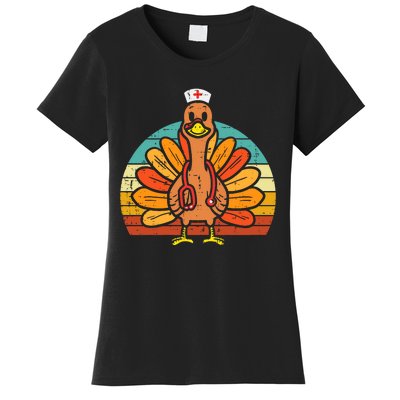 Turkey Nurse Stethoscope Thanksgiving Fall Scrub Top Women's T-Shirt