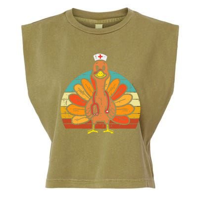 Turkey Nurse Stethoscope Thanksgiving Fall Scrub Top Garment-Dyed Women's Muscle Tee