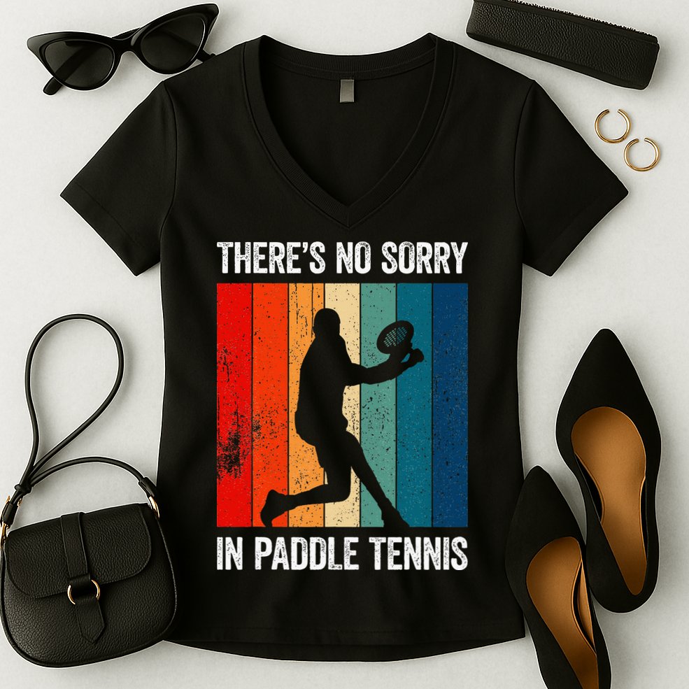 ThreS No Sorry In Paddle Tennis Women's V-Neck T-Shirt