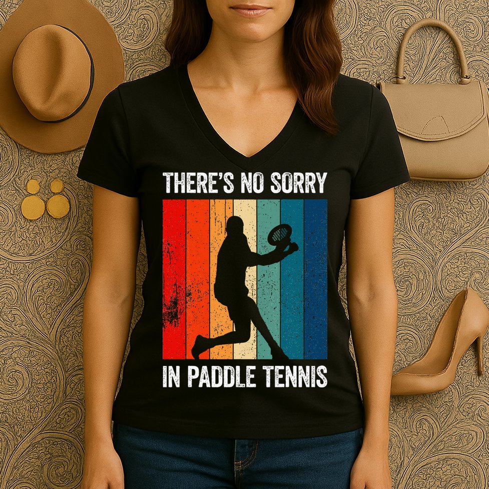 ThreS No Sorry In Paddle Tennis Women's V-Neck T-Shirt