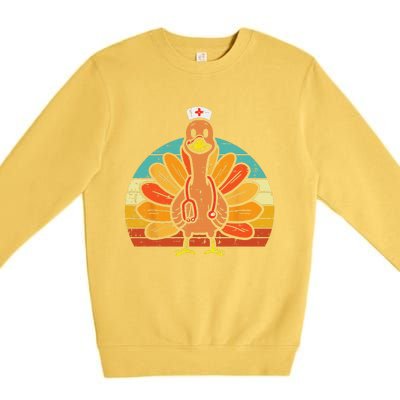 Turkey Nurse Stethoscope Thanksgiving Fall Scrub Top Funny Premium Crewneck Sweatshirt