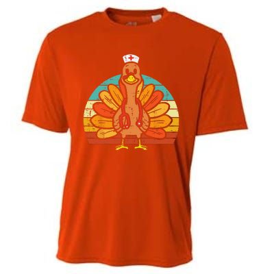 Turkey Nurse Stethoscope Thanksgiving Fall Scrub Top Funny Cooling Performance Crew T-Shirt