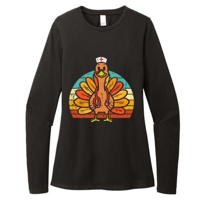 Turkey Nurse Stethoscope Thanksgiving Fall Scrub Top Funny Womens CVC Long Sleeve Shirt