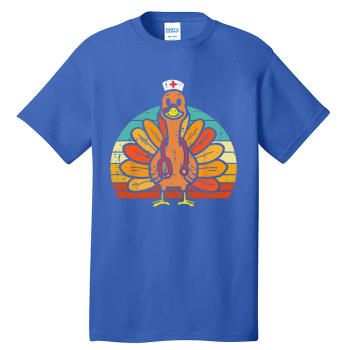 Turkey Nurse Stethoscope Thanksgiving Fall Scrub Top Funny Tall T-Shirt