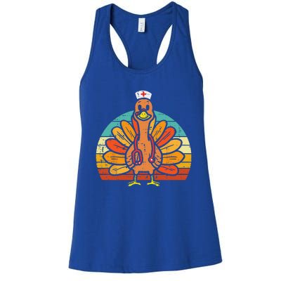 Turkey Nurse Stethoscope Thanksgiving Fall Scrub Top Funny Women's Racerback Tank