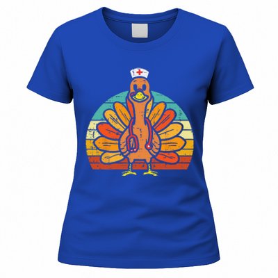 Turkey Nurse Stethoscope Thanksgiving Fall Scrub Top Funny Women's T-Shirt