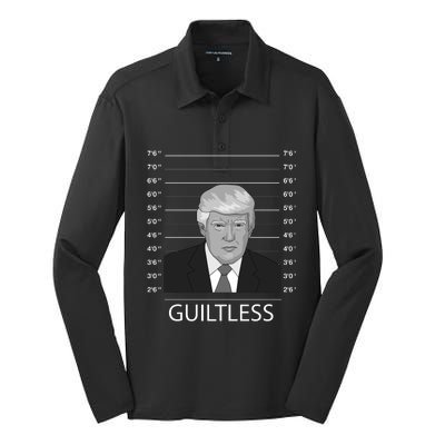 Trump Never Surrender Donald Trump Mugshot 2024 Silk Touch Performance Long Sleeve Polo