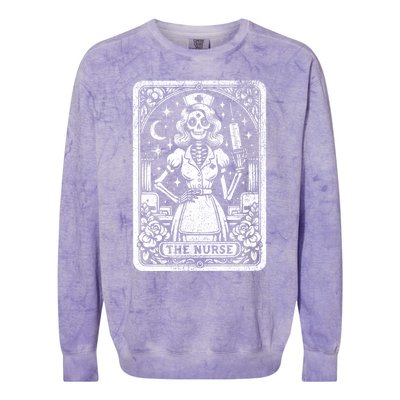 The Nurse Skeleton Tarot Card Funny Nursing Nurse Rn Lpn Np Gift Colorblast Crewneck Sweatshirt