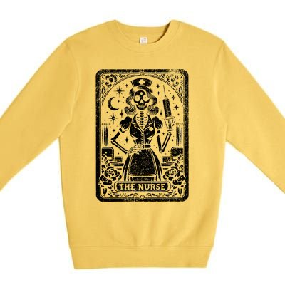 The Nurse Skeleton Tarot Card Funny Nursing Nurse Rn Lpn Np Gift Premium Crewneck Sweatshirt