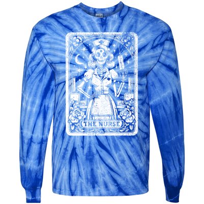 The Nurse Skeleton Tarot Card Funny Nursing Nurse Rn Lpn Np Gift Tie-Dye Long Sleeve Shirt