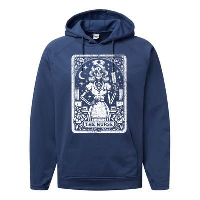 The Nurse Skeleton Tarot Card Funny Nursing Nurse Rn Lpn Np Gift Performance Fleece Hoodie