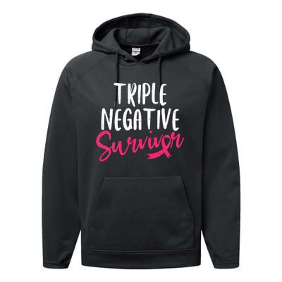 Triple Negative Survivor Pink Ribbon Breast Cancer Awareness Performance Fleece Hoodie