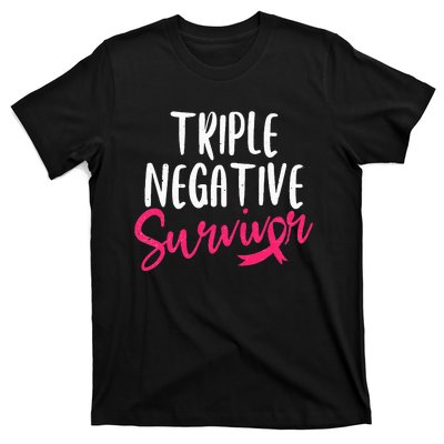 Triple Negative Survivor Pink Ribbon Breast Cancer Awareness T-Shirt